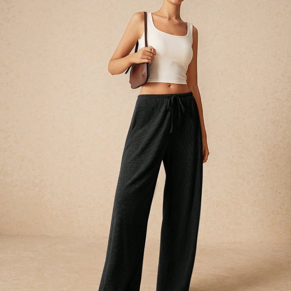 Black Casual Women's Wide Leg Pants